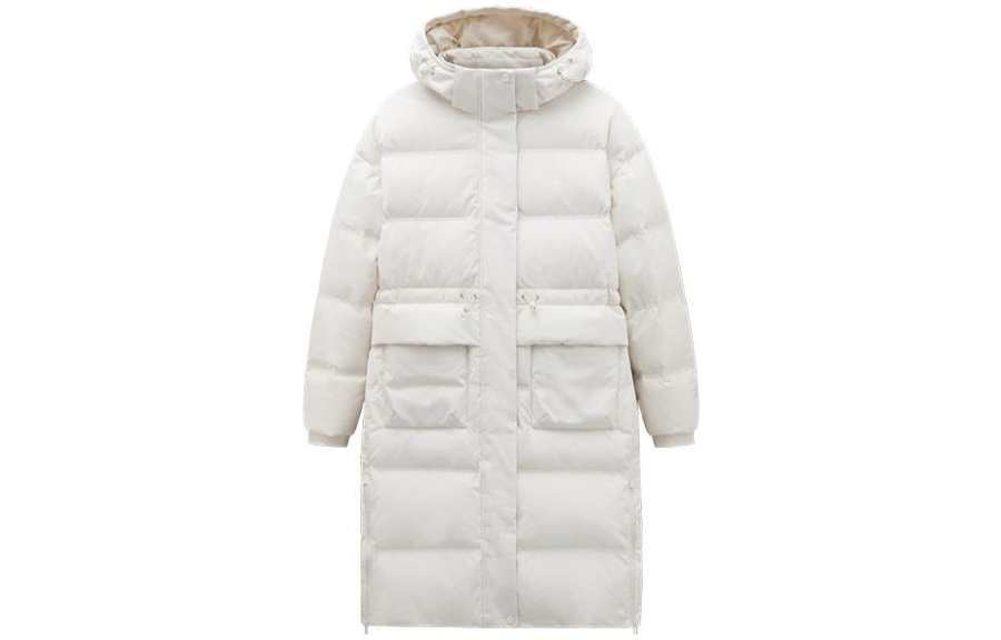 ANTA Life Collection Down Jackets Women's Euryale Stone White Hooded Thickened Down Coat