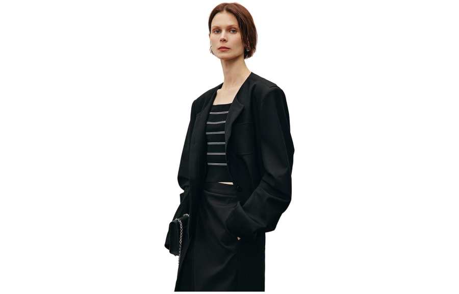 ELLE Business Suits Women's Black Crew Neck Moderate Other