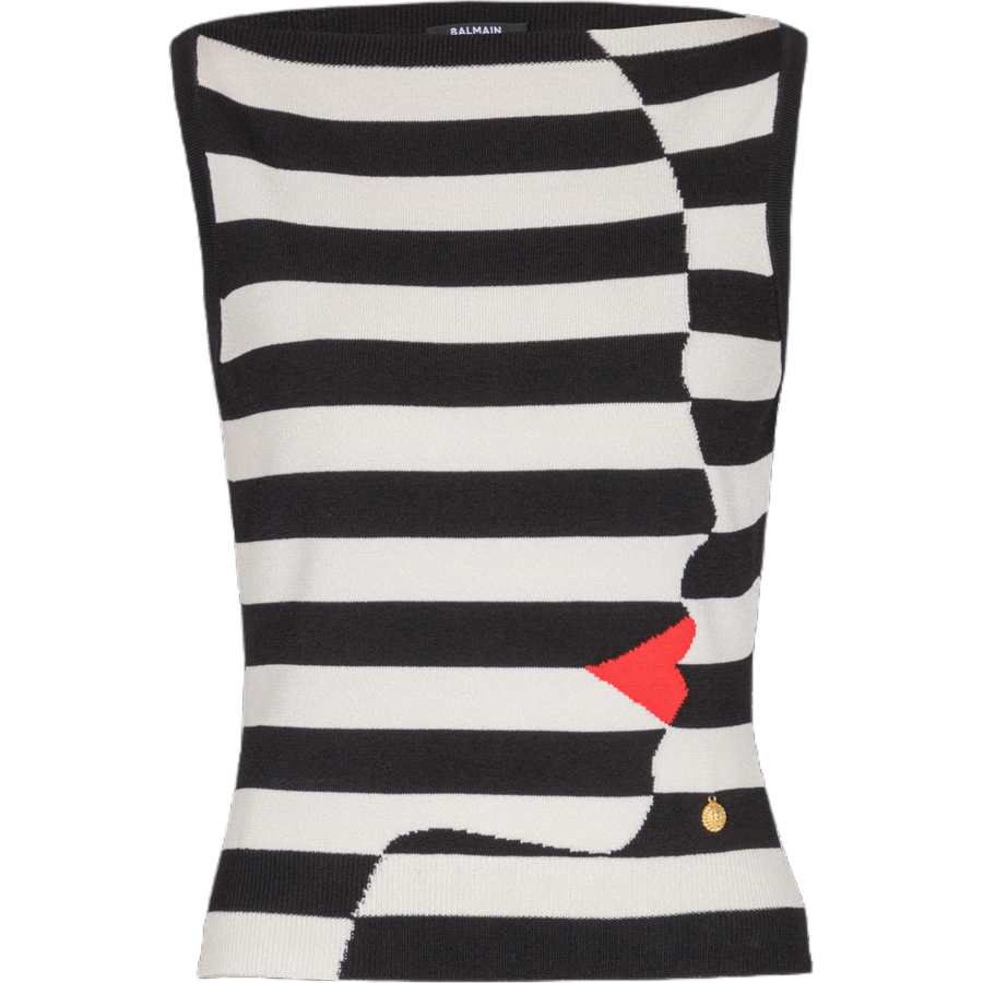 BALMAIN Balmain Mariniere Sleeveless Knitted Top