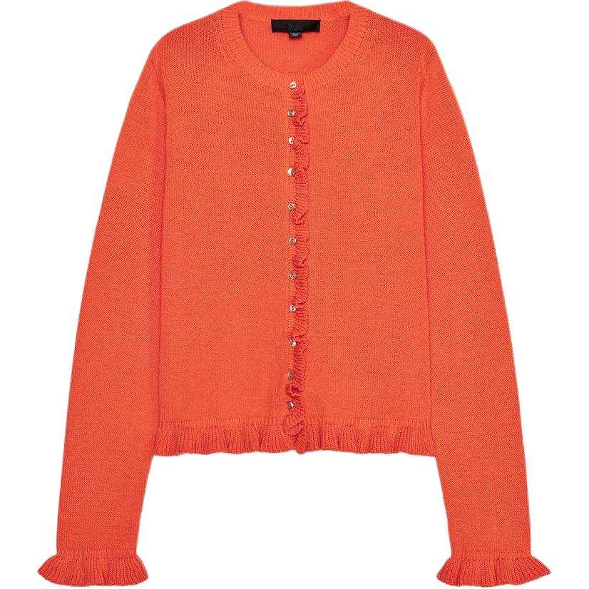 ZARA Knitwear Women's Orange Crew Neck Moderate Cardigan