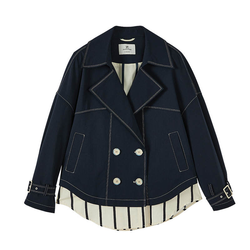 XIANGYING Jackets & Coats Women's Navy Blue