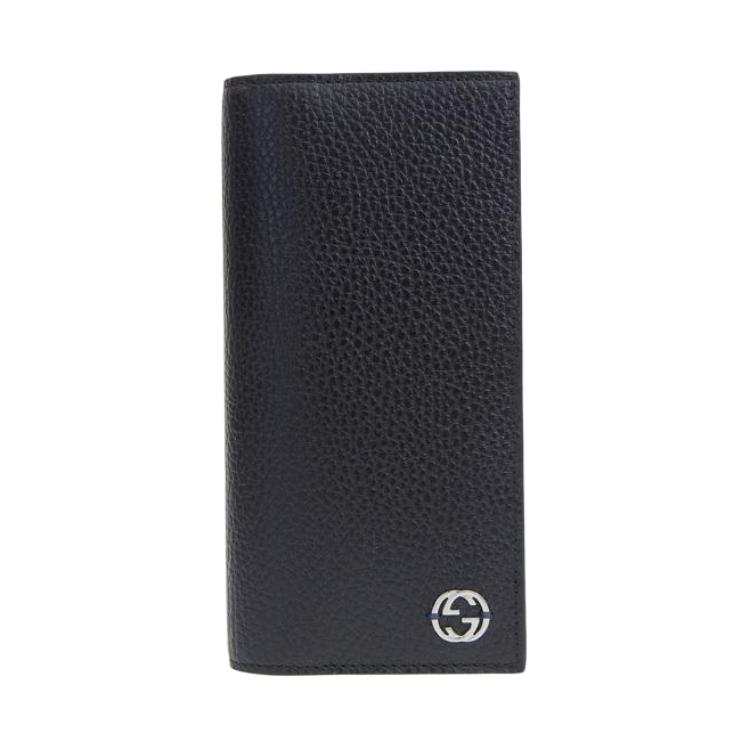 GUCCI Leather Wallet Men's Black & Blue