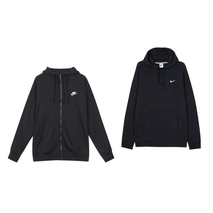 Nike Nike Logo Zippers Hooded Jackets & Coats Fleece Lined Comfortable Long Sleeved Sweatshirt Casual Sportswear Men's Black