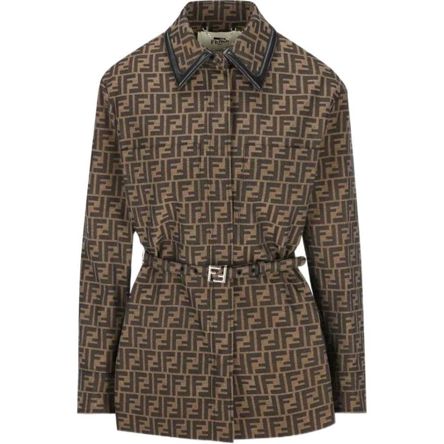 FENDI Ff Jacquard Belted Waist Jacket