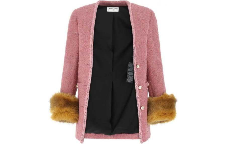 SAINT LAURENT FW22 Business Suit Coat Women's Pink