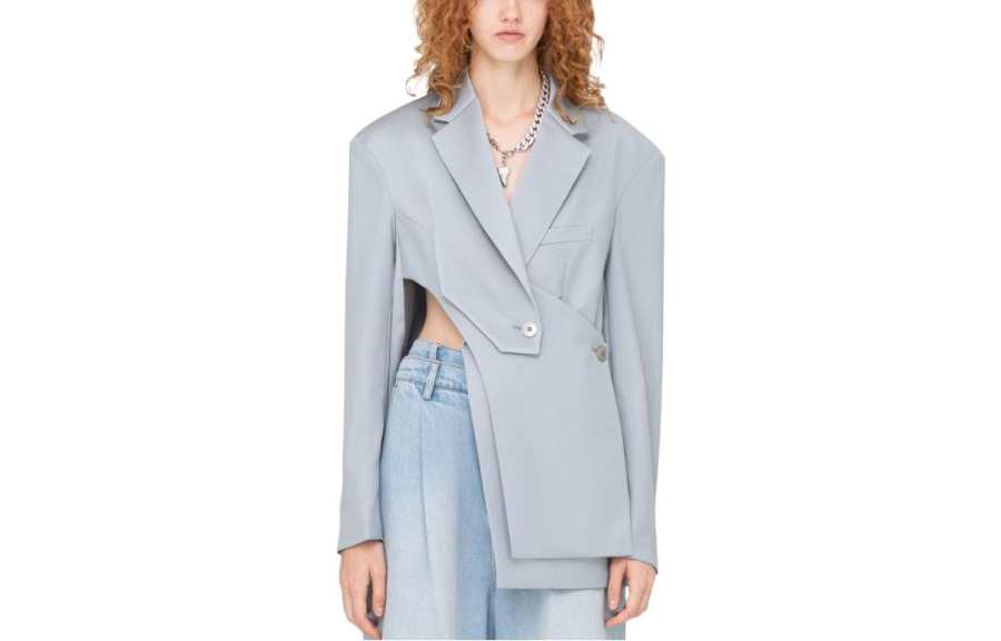 Feng Chen Wang Business Suits Women's Gray Suit Collar Moderate