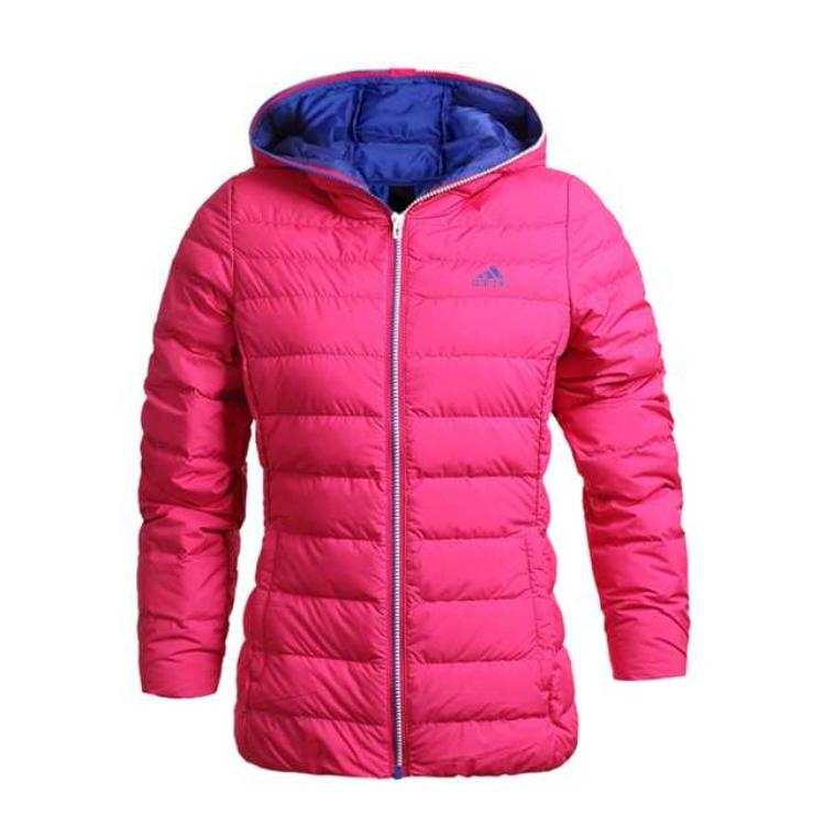 Adidas Adidas Down Jackets Women's Red Hooded Moderate Down Jacket
