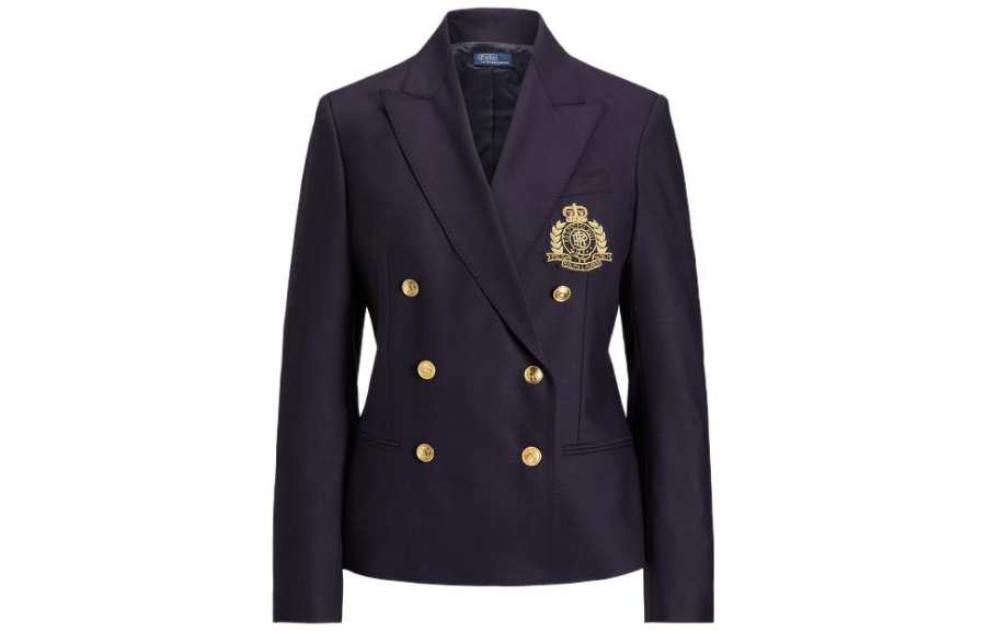 Polo Ralph Lauren crest-embroidered double-breasted blazer