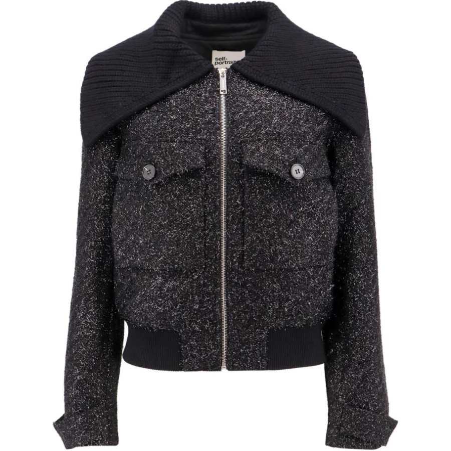 Self-portrait Self portrait Metallic Effect Zip Up Jacket