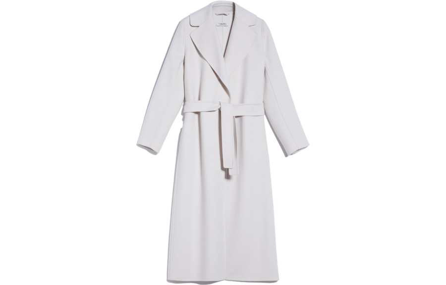 'S MAX MARA Coats Women's Beige Gray Lapel Moderate Straight Fit
