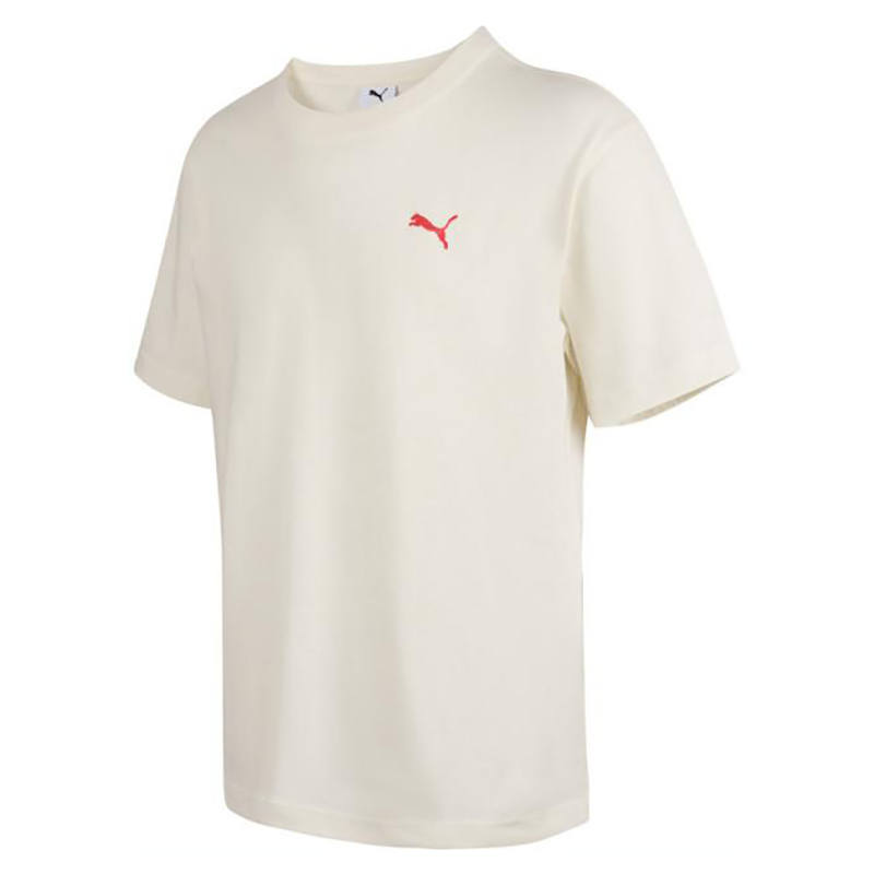 PUMA T Shirts Men's Ecru Crew Neck Moderate Straight Fit