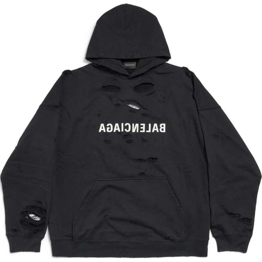 Balenciaga Wide Fit Hoodie 'Faded Black/White'
