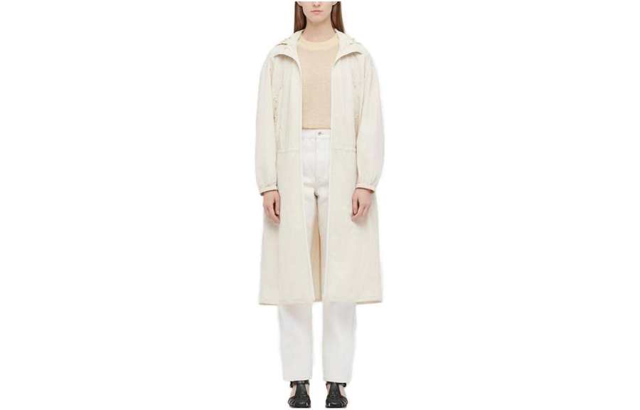 UNIQLO Coats Women's Ecru Hooded Moderate Straight Fit