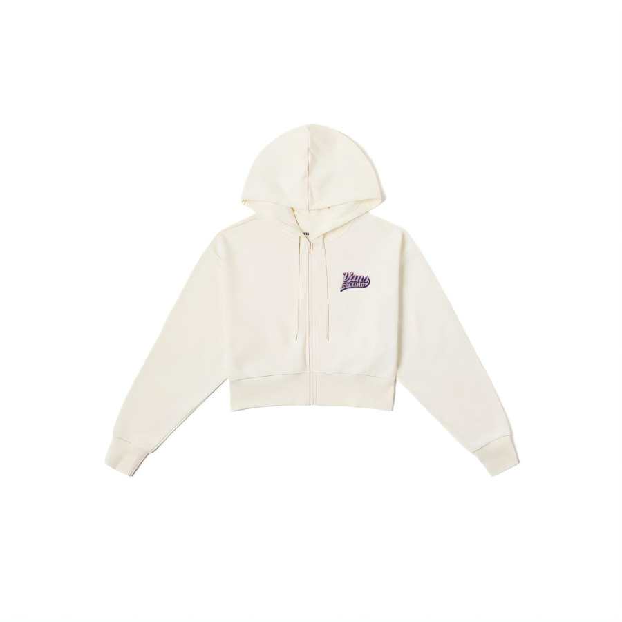 Vans Sweatshirts Women's Ecru Hooded Moderate Cardigan