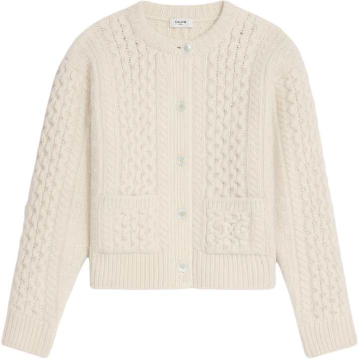 CELINE CELINE Triomphe Button Up Crewneck Cardigan