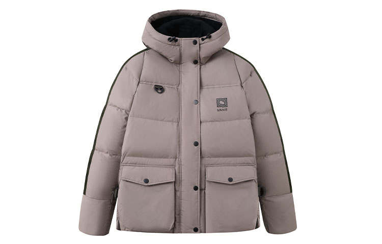 Vans Vans Down Jackets Women's Brown Hooded Moderate Quilted Down Jacket