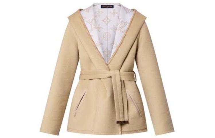 LOUIS VUITTON Reversible Signature Short Hooded Wrap Coat