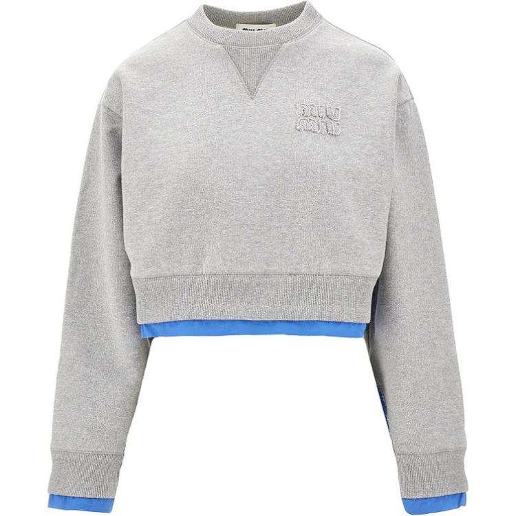 MIU MIU MIU MIU Logo Patch Cropped Sweatshirt