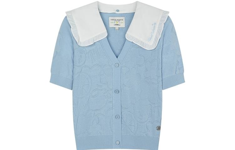 Teenie Weenie Knitwear Women's Light Blue Peter Pan Collar Moderate Cardigan