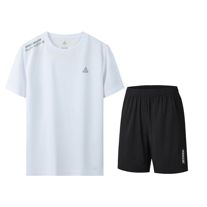 PEAK Running Clothing Sets Unisex White+Black
