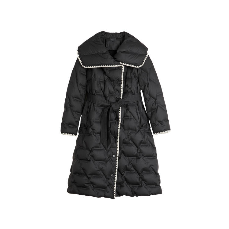 ELLE ELLE Down Jackets Women's Black Lapel Moderate Down Coat