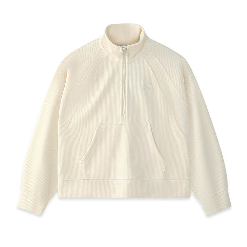 FILA FUSION Sweatshirts Women's Wheat Cream Stand Collar Moderate Other