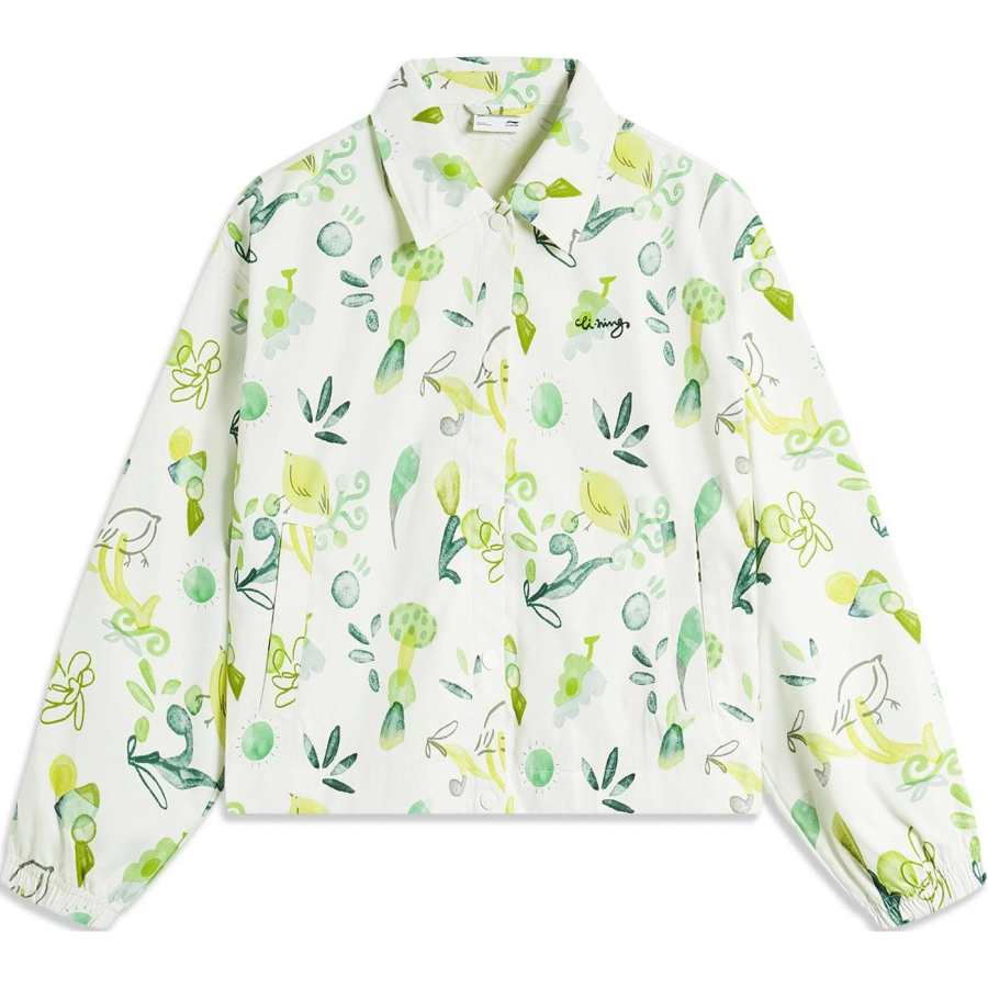 Li-Ning Li Ning China Culture Collection Jackets & Coats Women's Yellow Green All Over Print