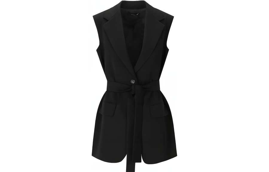 WEEKEND MaxMara Business Suits Women's Black Suit Collar Moderate Suit Vest