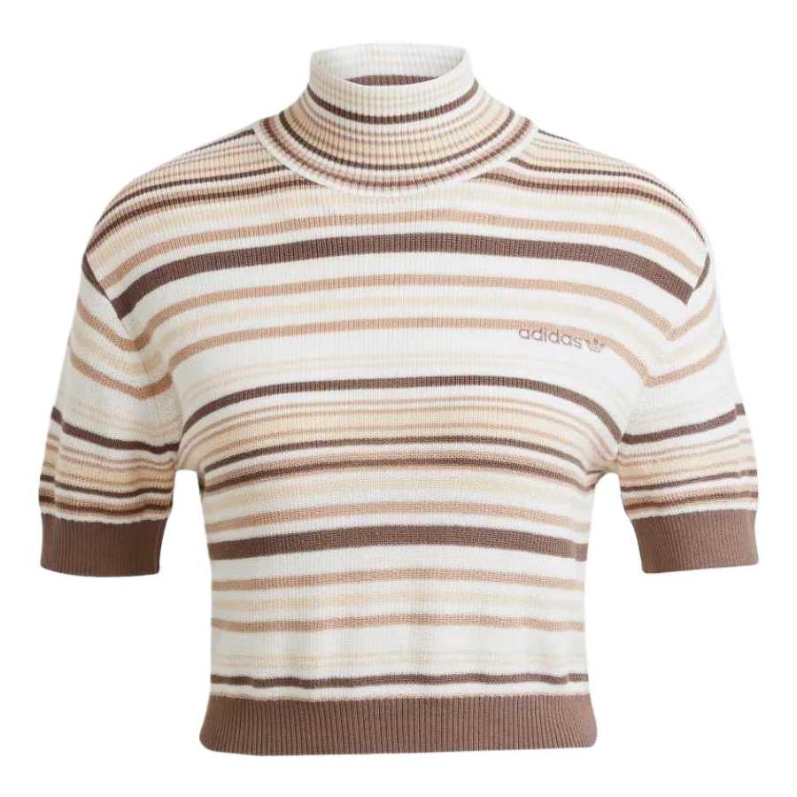 Adidas Adidas CROPPED Striped Turtleneck Knitwear Women's Gray White