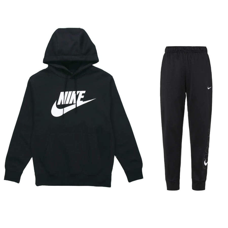 Nike Nike Brand Logo Letter Printed Pattern Fleece Lined Hoodie With Elastic Cuff Knitted Fabric Pants Casual Sportswear