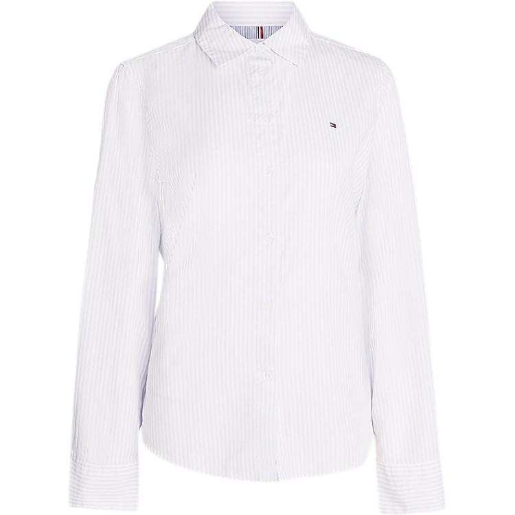 Tommy Hilfiger Regular Fit Stripe Stretch Oxford Shirt Women's Blue