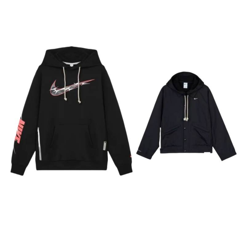 Nike Nike Brand Logo Letter Fleece Lined Long Sleeved Sweatshirt Jackets & Coats Casual Sportswear Unisex Black