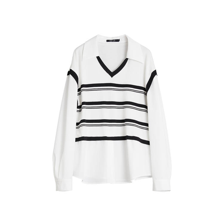 ELLE Knitwear Women's White V Neck Moderate