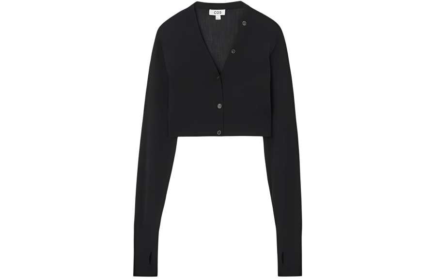 COS Knitwear Women's Black V Neck Moderate Cardigan