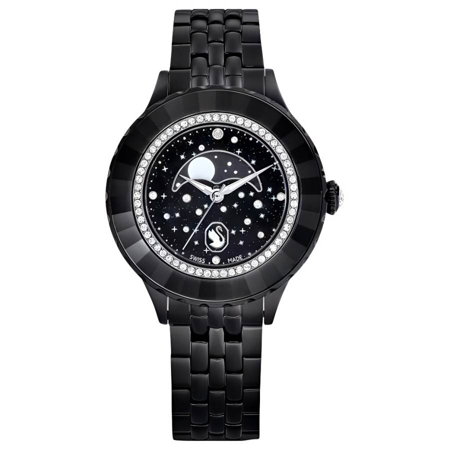 Swarovski Wrist Watches Quartz Movement Stainless Steel Strap 37mm Black Dial Women's Watch