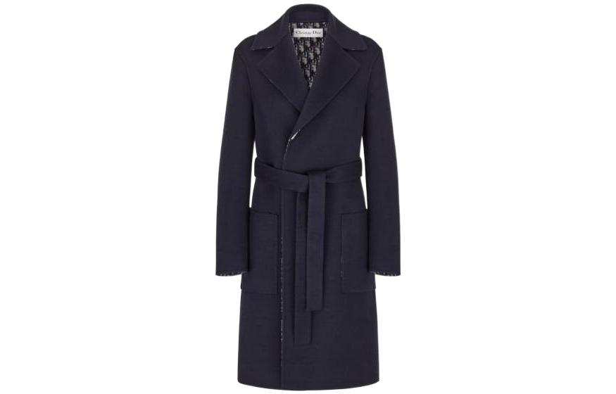 DIOR Coats Women's Blue Lapel Moderate Straight Fit
