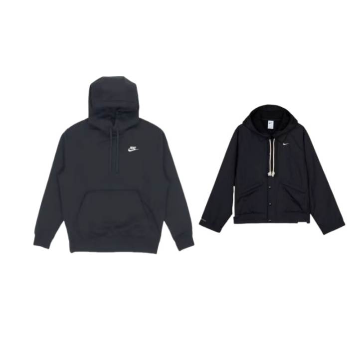 Nike Nike Fleece Lined Hooded Pullover Long Sleeved Single Breasted Solid Color Letter Casual Sportswear Unisex Black