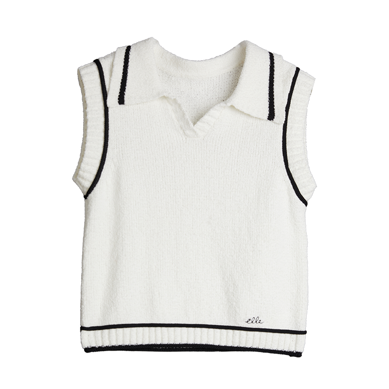 ELLE Knitwear Women's Ecru Lapel Moderate