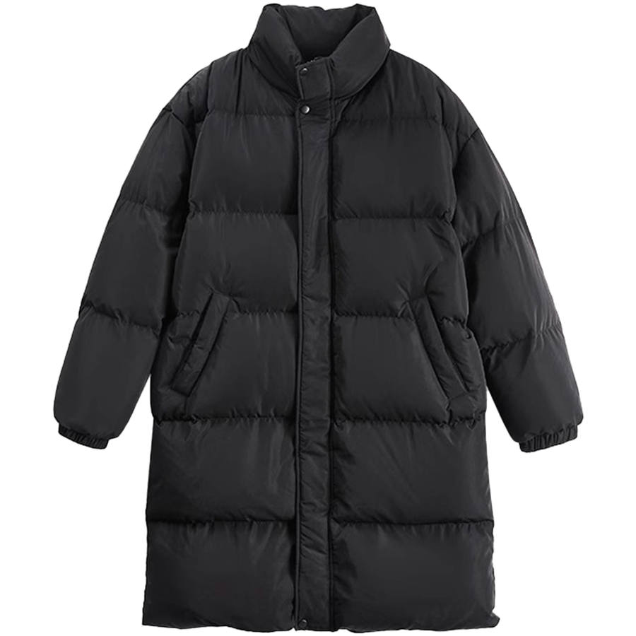CAMEL Mid-Length Turtleneck Stand Collar Water-Resistant White Goose Down Down Jacket Women's