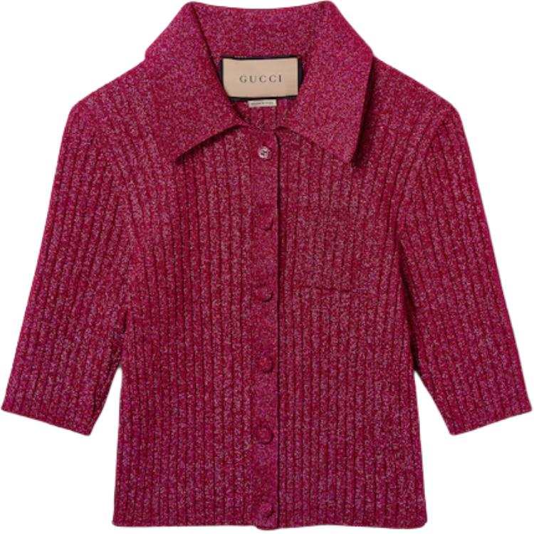 GUCCI Knitwear Women's Fuchsia Lapel Moderate Other