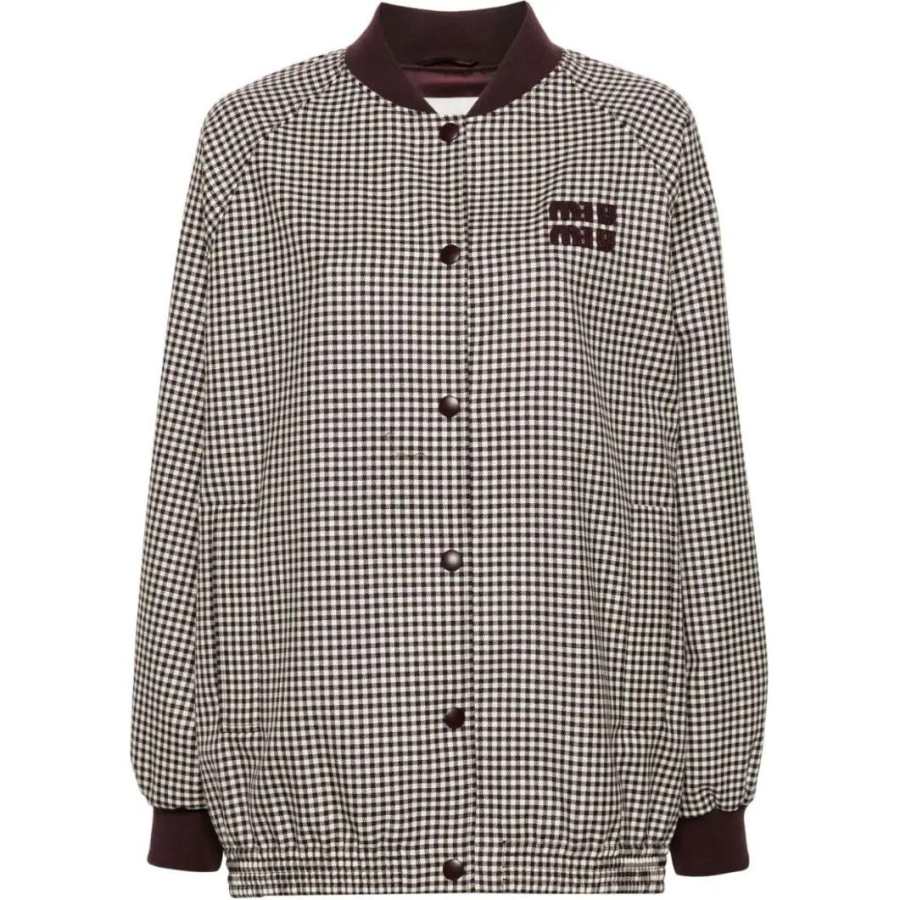MIU MIU MIU MIU Logo Appliqué Button Up Bomber Jacket