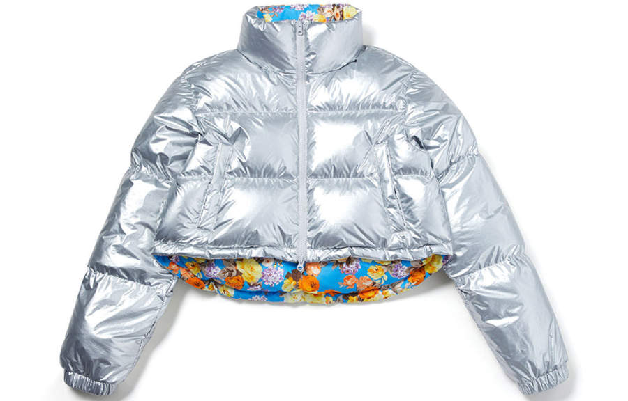 MARDI MERCREDI Down Jacket Women's Starry Silver Blue With Mixed Print