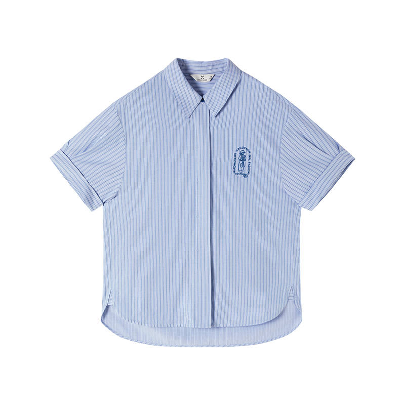 XIANGYING Shirts Women's Blue Lapel Moderate Workwear