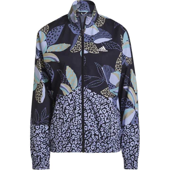Adidas Adidas Farm Rio Print Relaxed Lightweight Windbreaker Jackets & Coats Women's Ink Blue