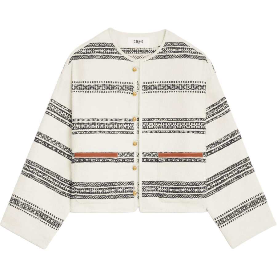 CELINE CELINE Baja Striped Tweed Cardigan