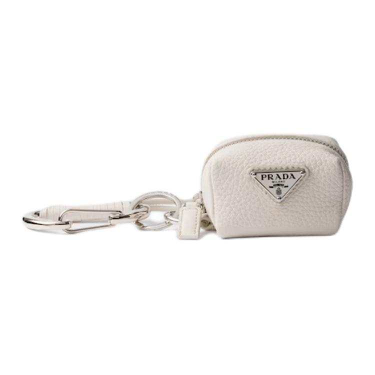 PRADA Calfskin Bag Charm Bag Accessory Women's Talc