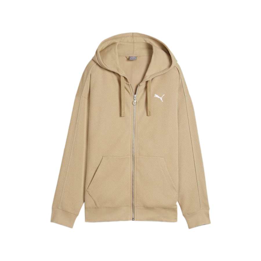 PUMA Sweatshirts Women's Khaki Hooded Moderate Cardigan