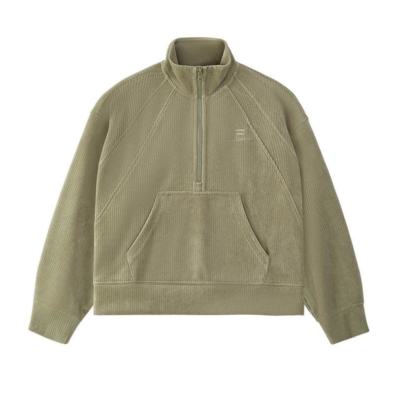 FILA FUSION Sweatshirts Women's Dark Umber Khaki Stand Collar Moderate Other