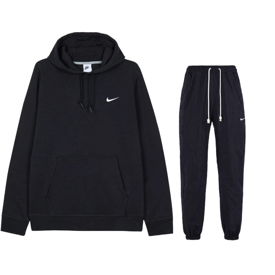 Nike Nike Hooded Fleece Lined Comfortable Long Sleeved Lace Up Pants Casual Sportswear Unisex Black