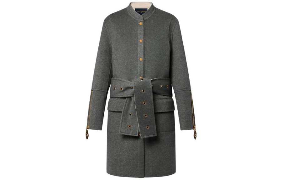 LOUIS VUITTON LOUIS VUITTON Belted Pinstripe Topstitch Coat
